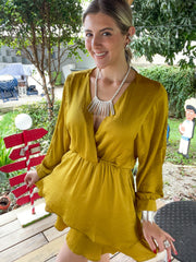 MUSTARD SATIN DRESS