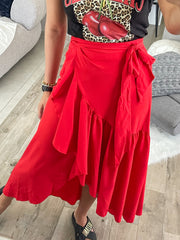 RED WRAP AROUND SKIRT