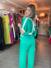 GREEN SILKY JUMPSUIT