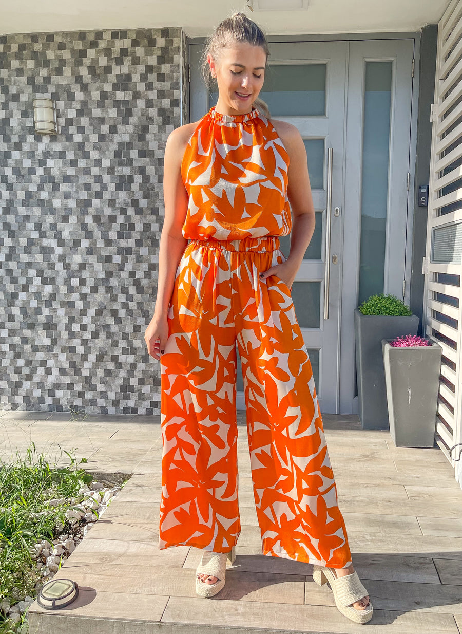 ORANGE PRINT CROP TOP