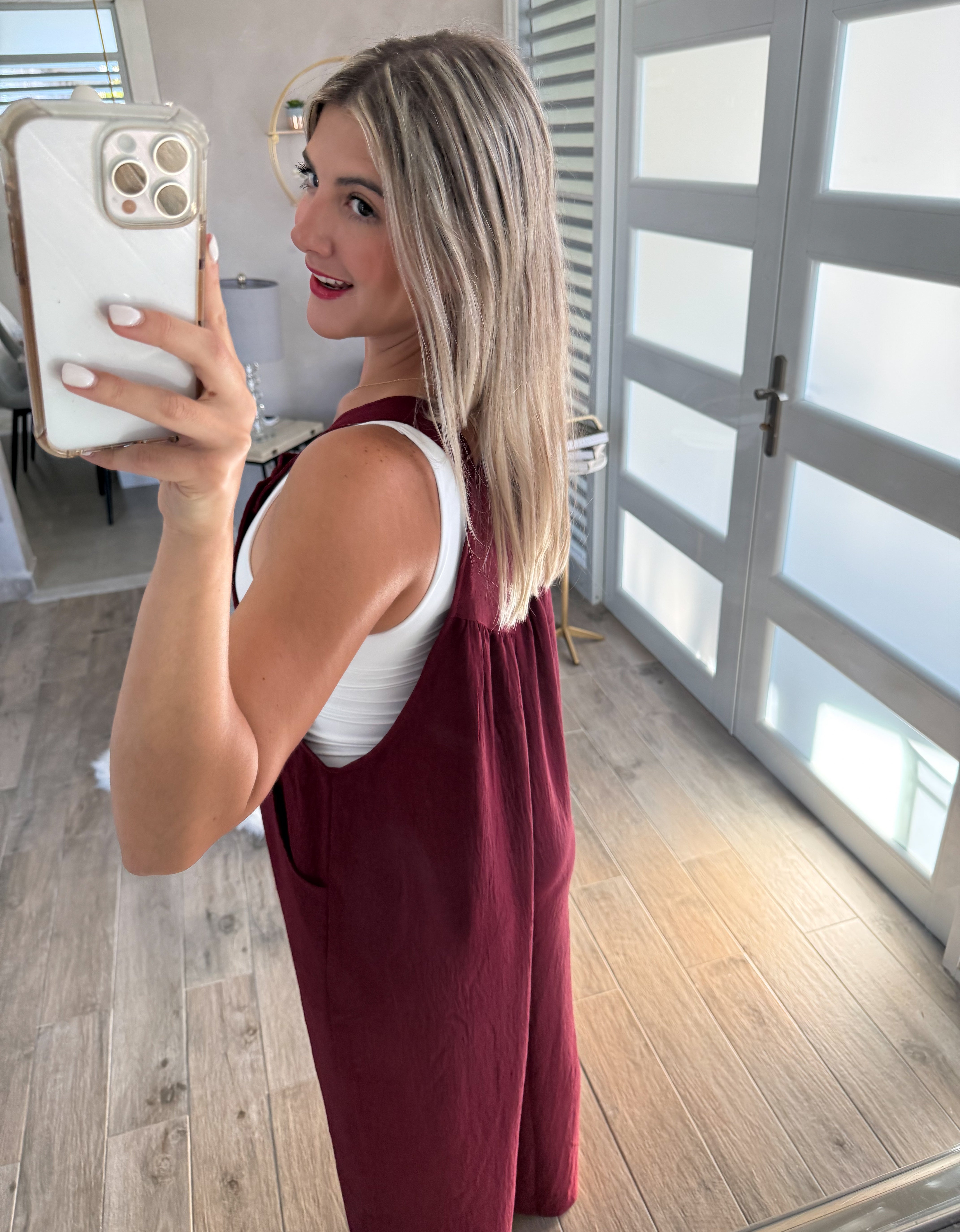 BURGUNDY OVERALL JUMPSUIT