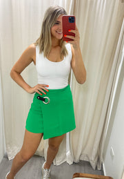 KELLY GREEN WRAP O-RING SKIRT