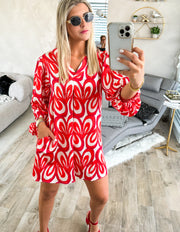 RED HEART PRINTED DRESS