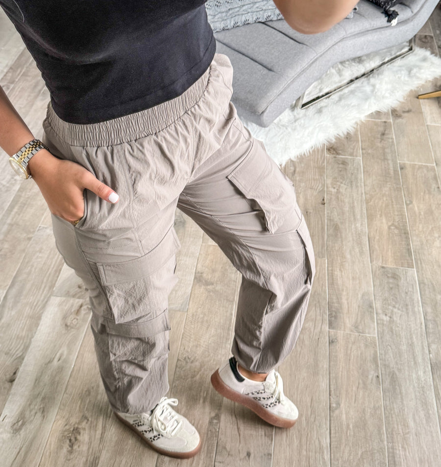 MOCHA STRETCHY CARGO PANTS/JOGGERS