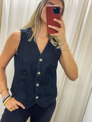 BLACK DENIM VEST TOP