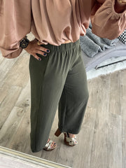 OLIVE WIDE LEG PANTS