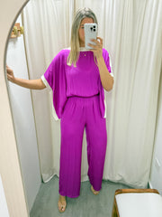 MAGENTA SILKY JUMPSUIT