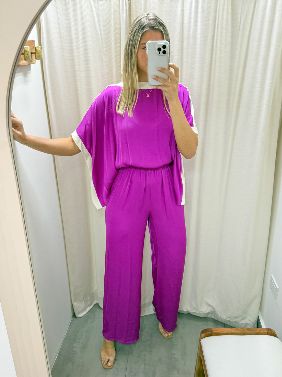 MAGENTA SILKY JUMPSUIT