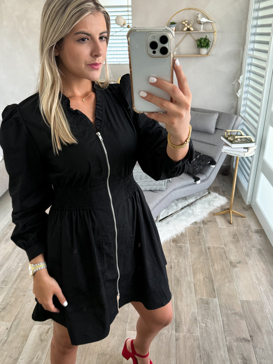 BLACK ZIPPER DRESS