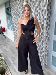 BLACK WIDE LEG PANTS