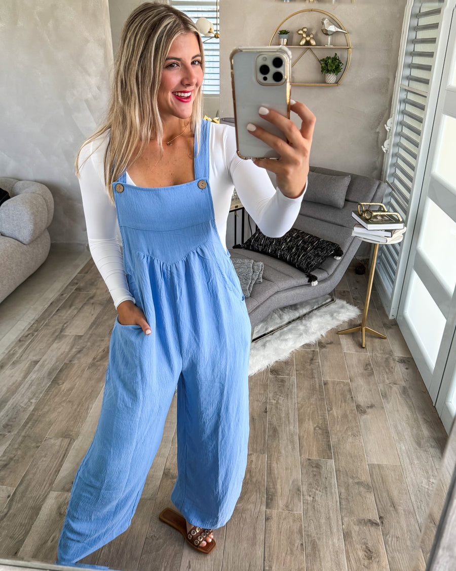 LIGHT BLUE OVERALL JUMPSUIT