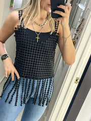 BLACK FRINGE TOP