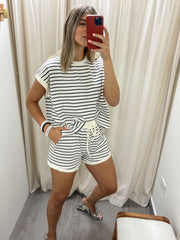 STRIPED TERRY TOP & SHORT SET