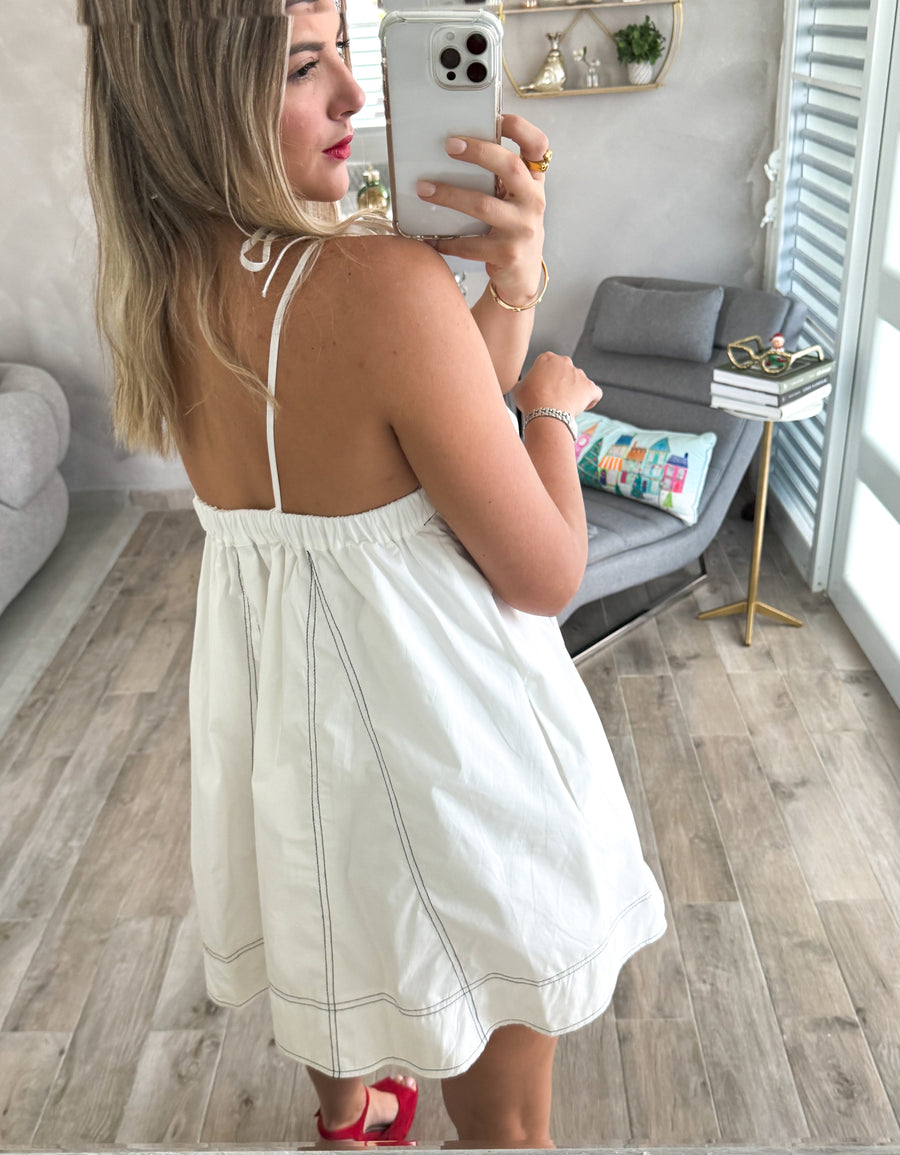 WHITE STITCH DRESS