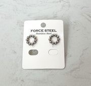 SILVER ROUND BALLS EAR STUD EARRINGS