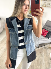 OVERSIZED DENIM/BLACK BLAZER