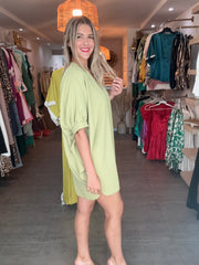 GREEN TEA BATWING DRESS