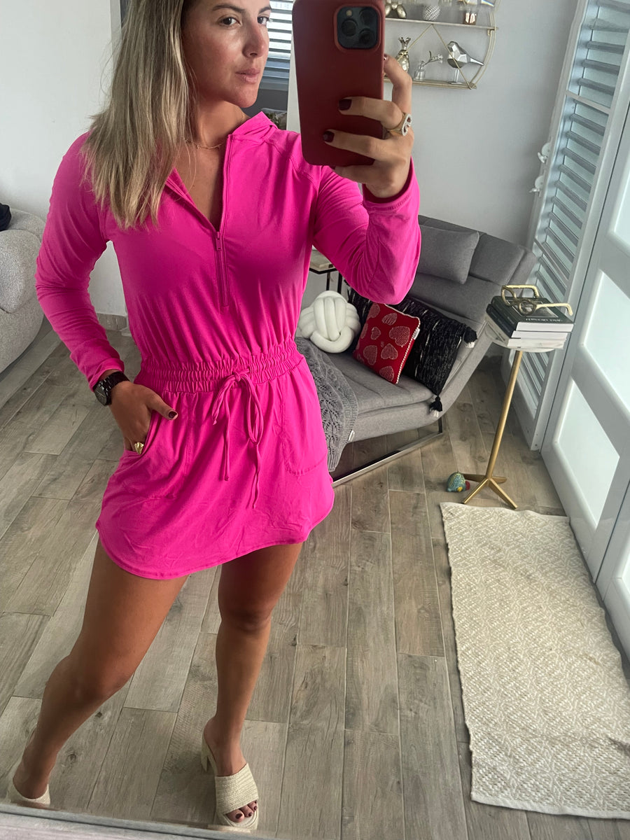 PINK SOFT STRETCHY HOODIE ROMPER