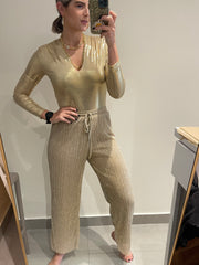 CHAMPAGNE GOLD METALLIC PANTS