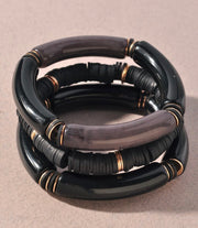 BLACK TRIO ELASTIC BRACELET SET