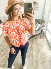 EMBROIDERED OFF SHOULDER TOP