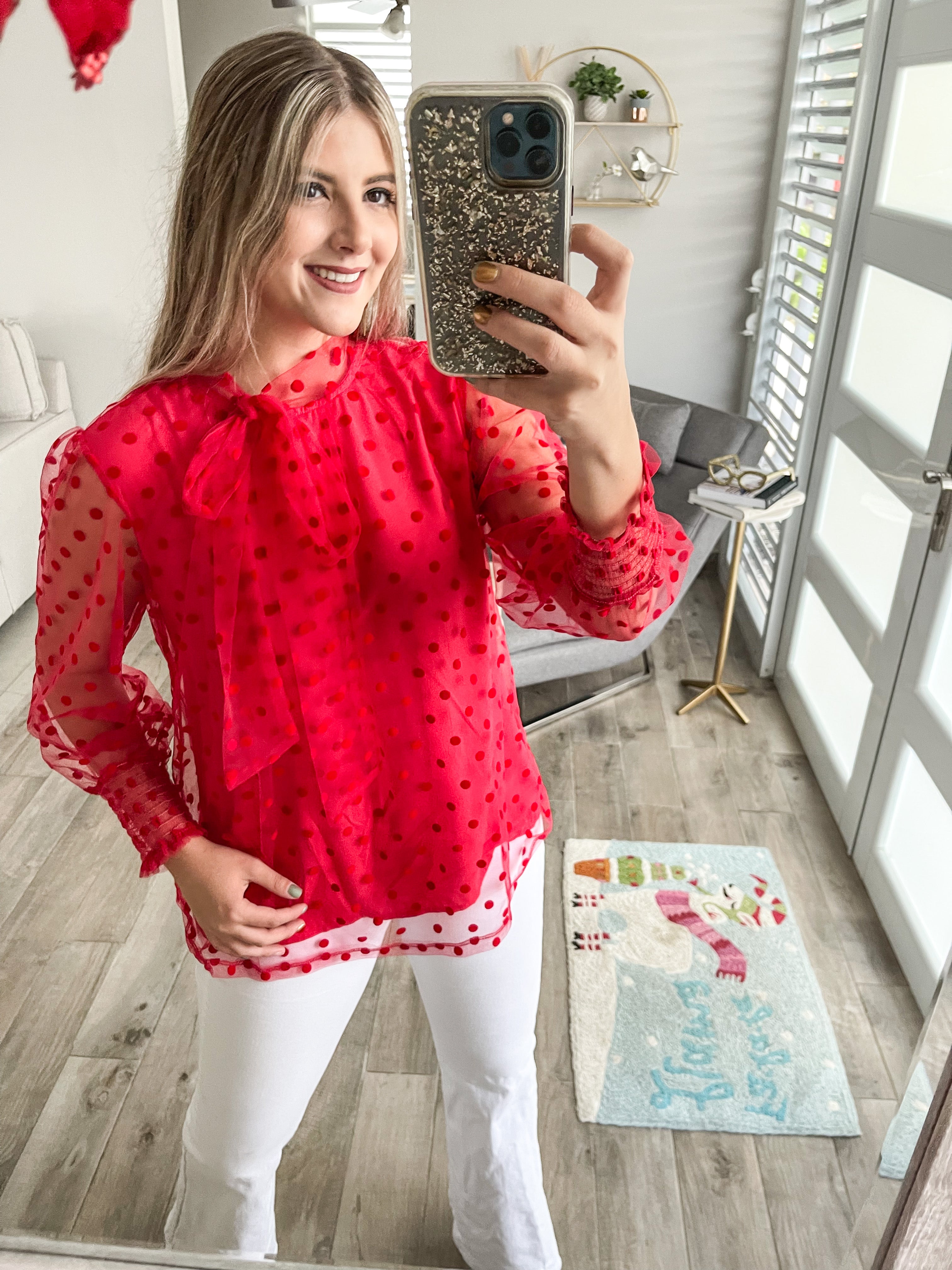 SHEER POLKA DOT BLOUSE