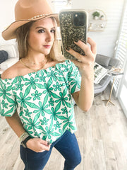 EMBROIDERED OFF SHOULDER TOP